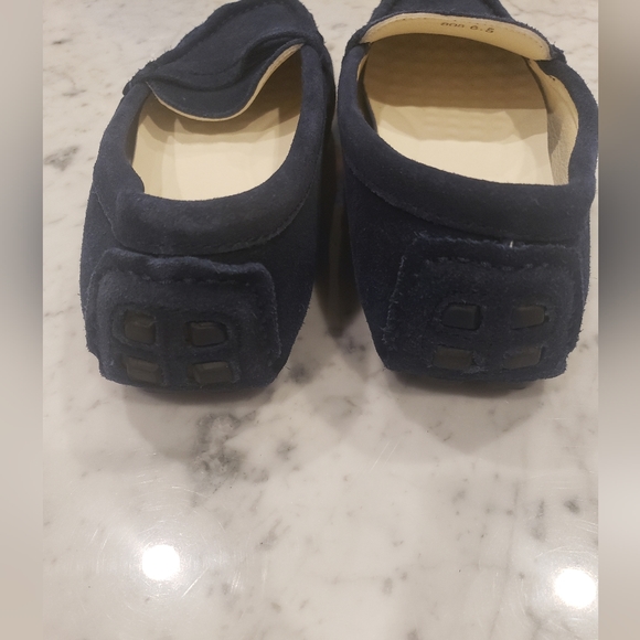 Navy Blue suede driving moccasins womens size 6.5 - Picture 2 of 5